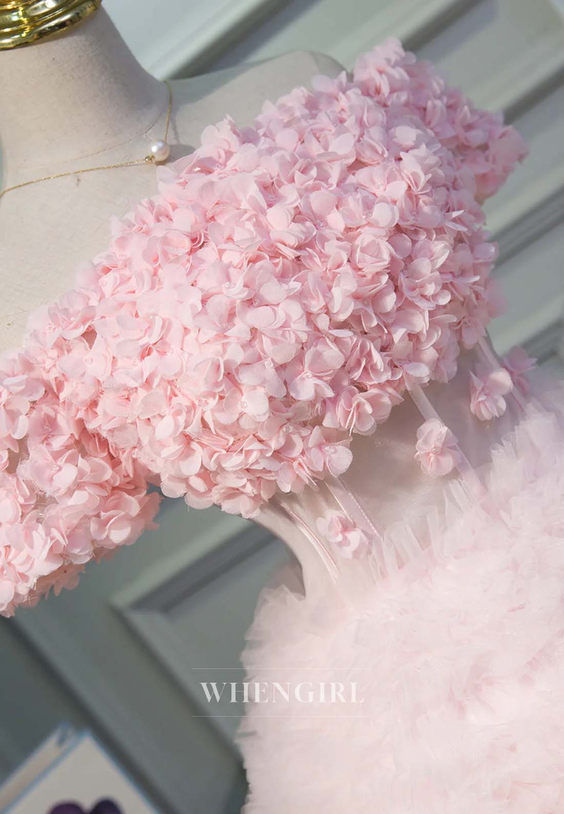 Light Pink Off Shoulder Floral A-Line Short Sleeves Lace Up Short Homecoming Dress