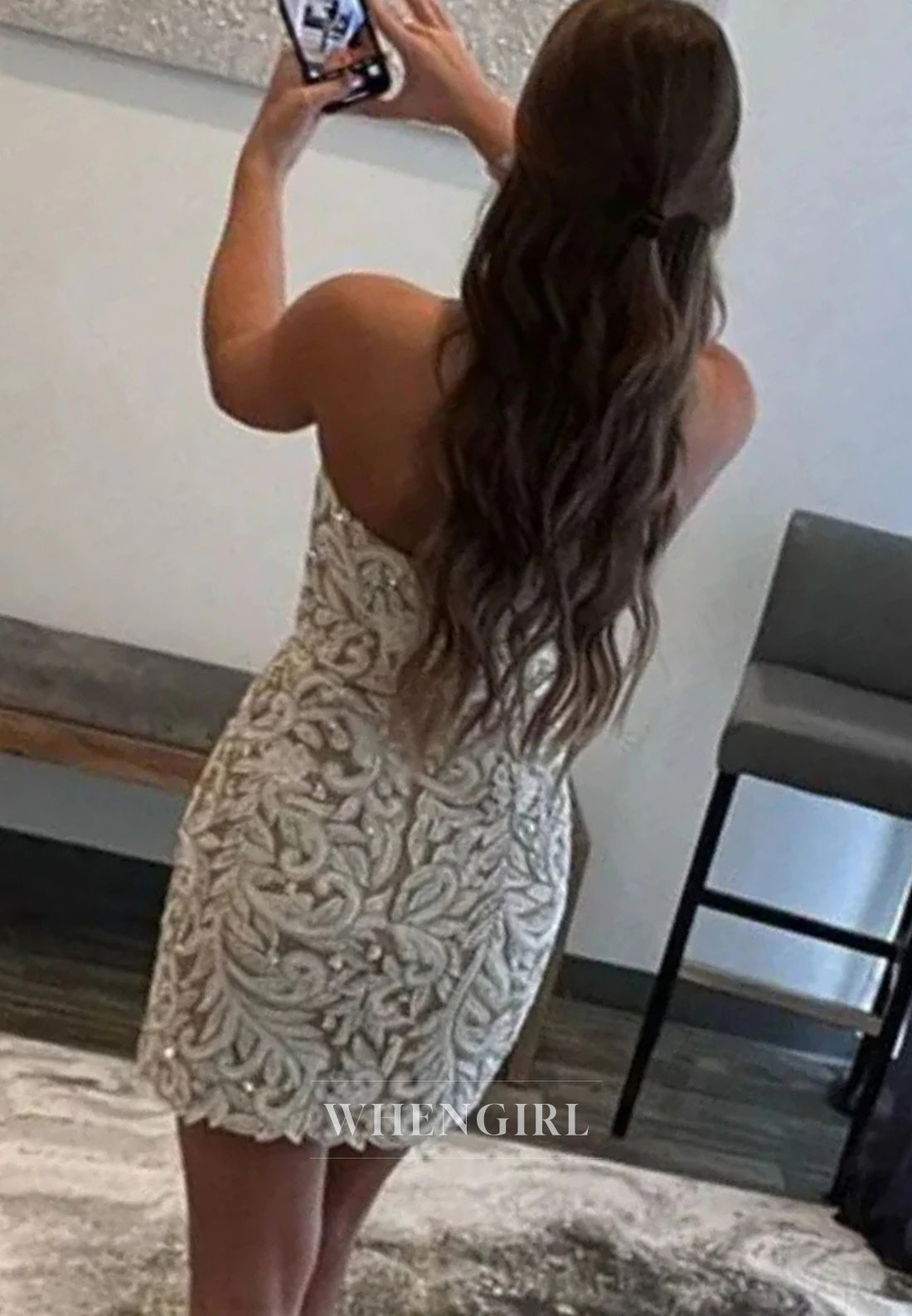 Sheath Sleeveless Beaded Strapless Appliqued Back Zipper Short Homecoming Dress
