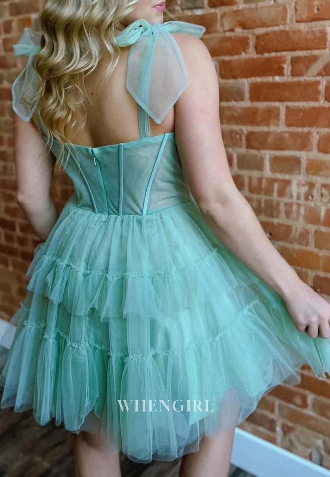 A-Line Ruffles Sleeveless Sweetheart Tulle Back Zipper Short Homecoming Dress