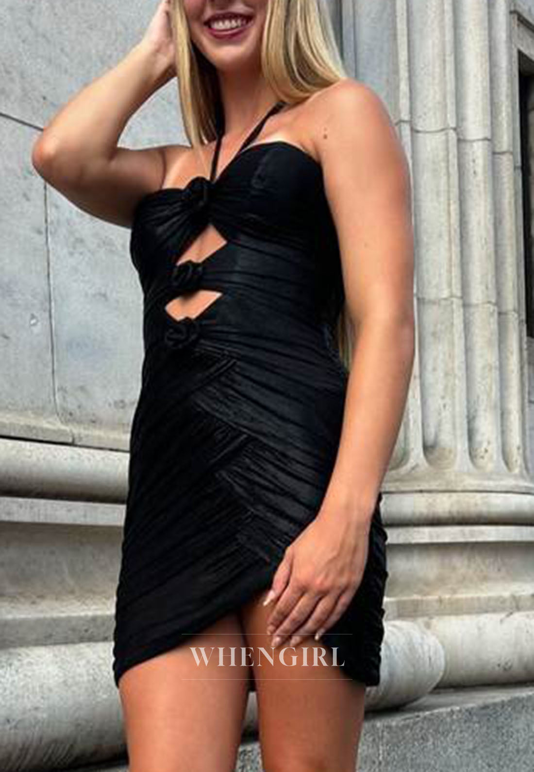 Sheath Sweetheart Sleeveless Pleated Cut Outs Back Zipper Short Homecoming Dress