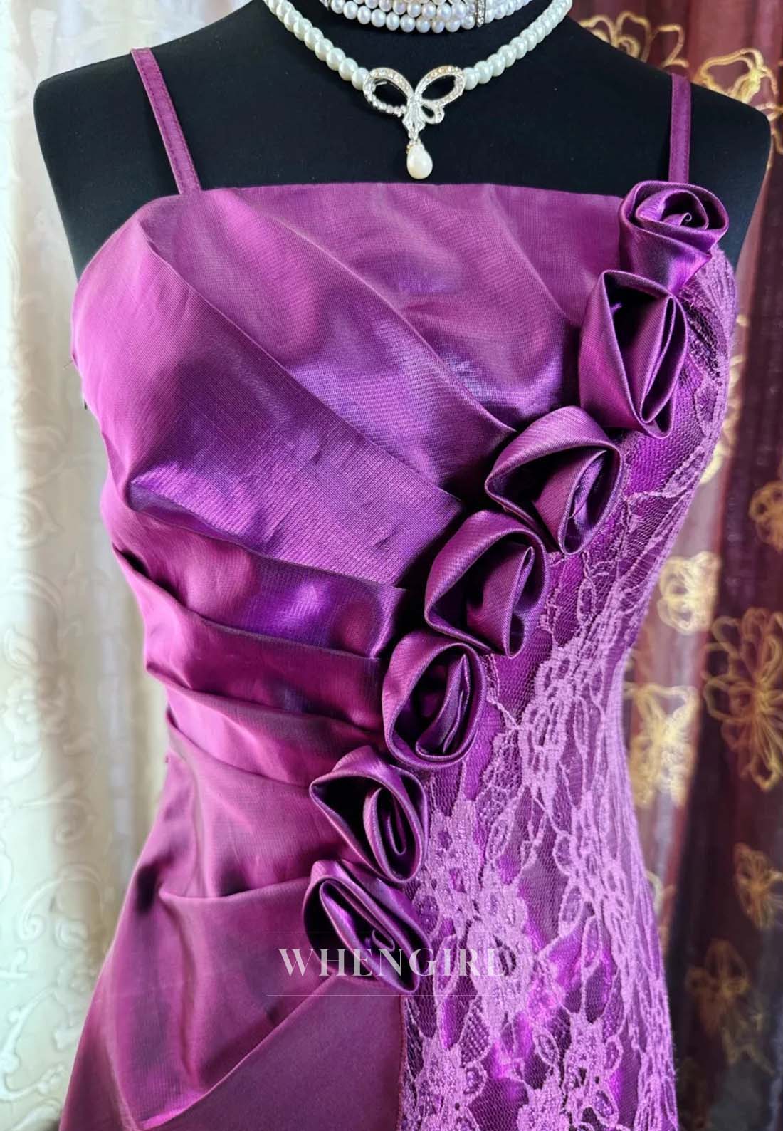 Grape 3D Flowers Sleeveless Pleated Appliqued Lace Sheath Short Homecoming Dress