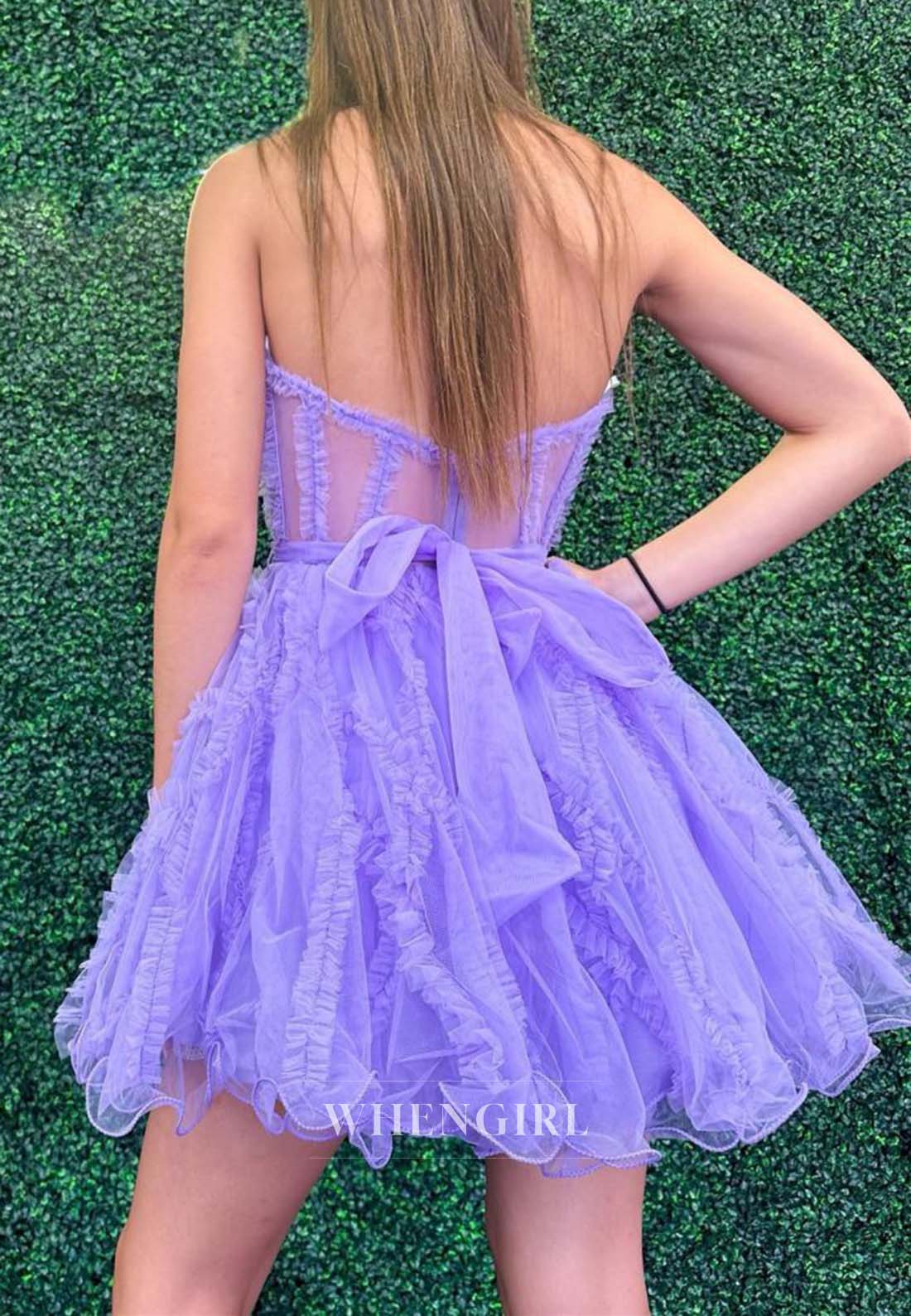 Sleeveless A-Line Back Zipper Sweetheart Short Strapless Homecoming Dress