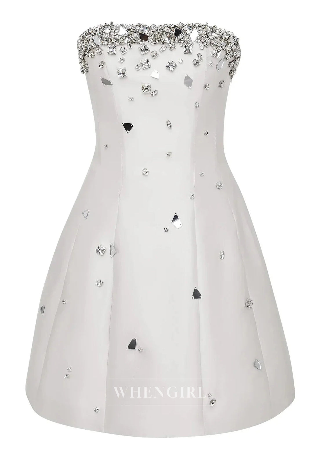 A-Line Beaded Sleeveless Strapless Short Homecoming Dress