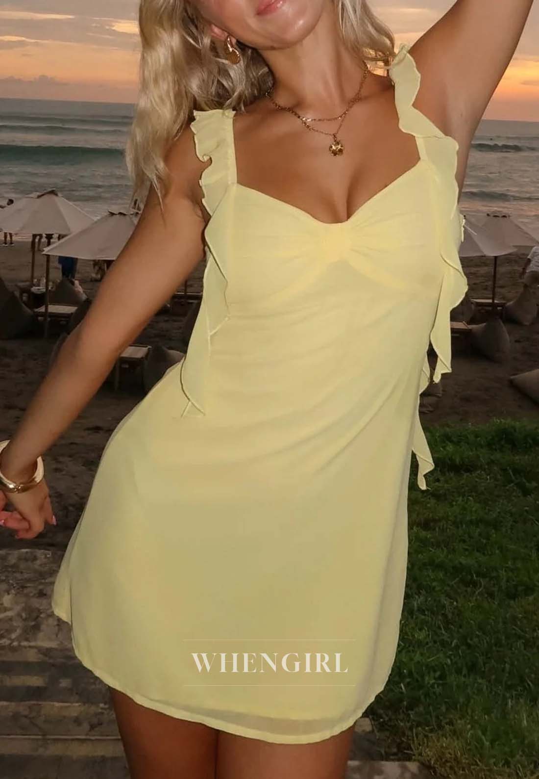 Short V Neck Sleeveless Cute Sheath Homecoming Dress