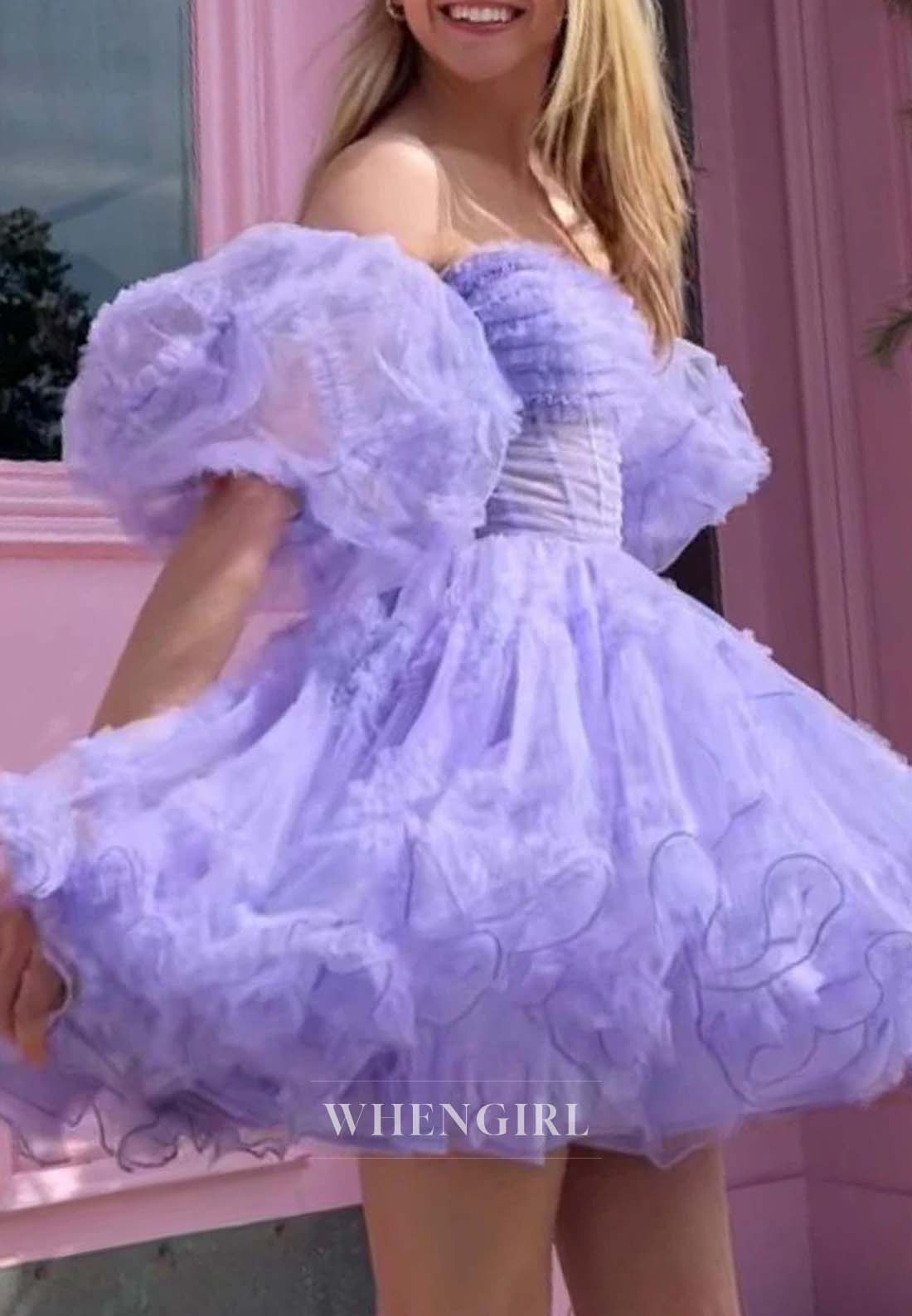 A-Line Short Sleeves Sweetheart Back Zipper Homecoming Dress