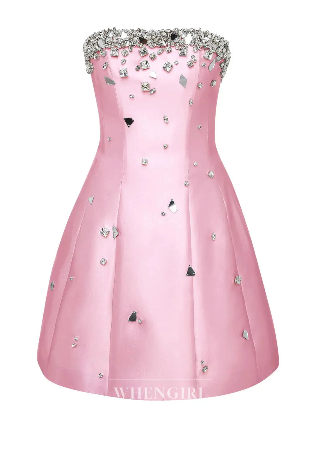 A-Line Beaded Sleeveless Strapless Short Homecoming Dress