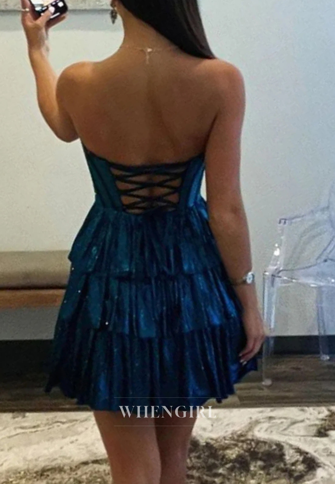 A-Line Sleeveless Multi Tiered Beaded Ruffles Lace Up Short Home Coming Dress