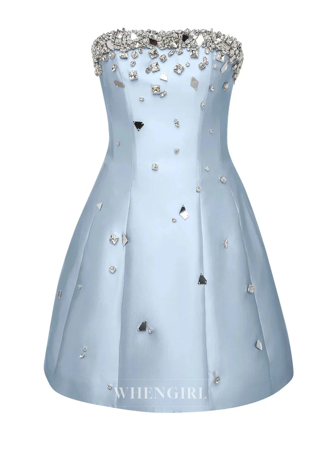 A-Line Beaded Sleeveless Strapless Short Homecoming Dress