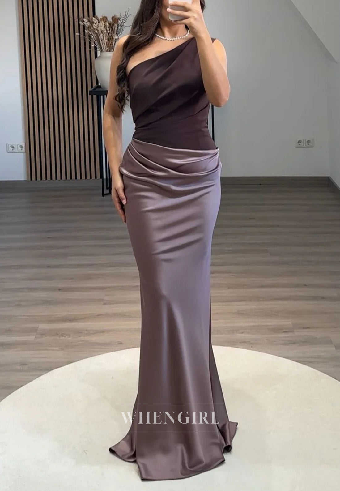 Sheath One Shoulder Sleevelss Pleated Evening Formal Dress