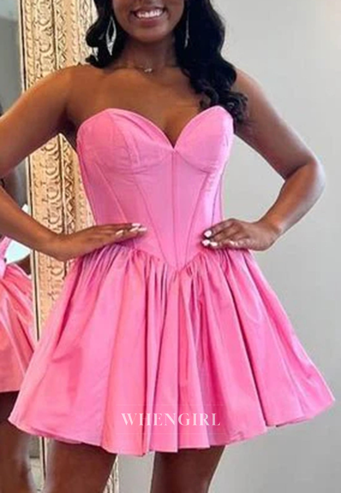 A-Line Sweetheart Strapless Sleeveless Homecoming Dress