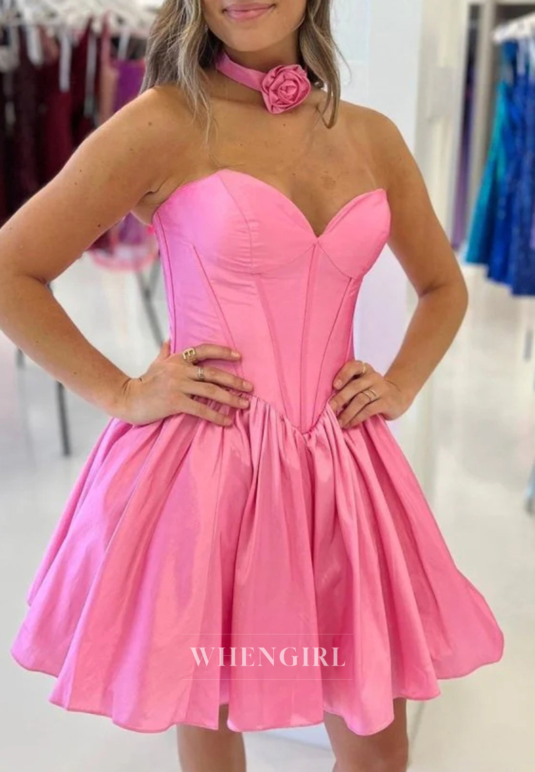 A-Line Sweetheart Strapless Sleeveless Homecoming Dress