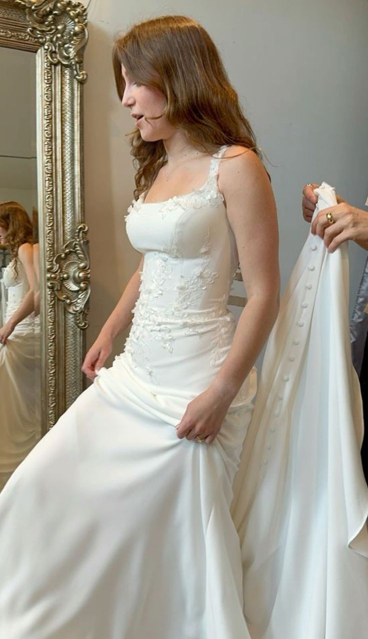 Straps Long Wedding Dress Simple Bridal Dress