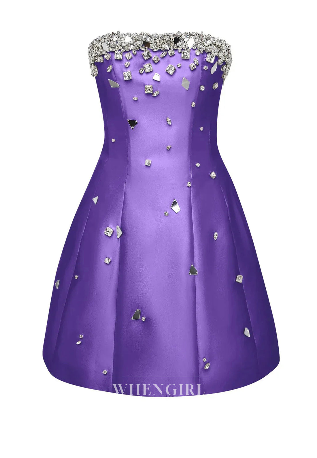 A-Line Beaded Sleeveless Strapless Short Homecoming Dress