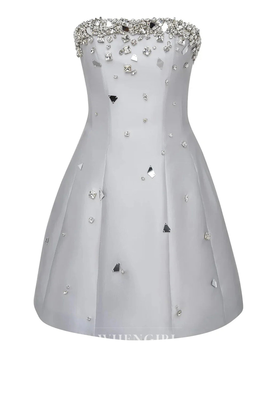 A-Line Beaded Sleeveless Strapless Short Homecoming Dress