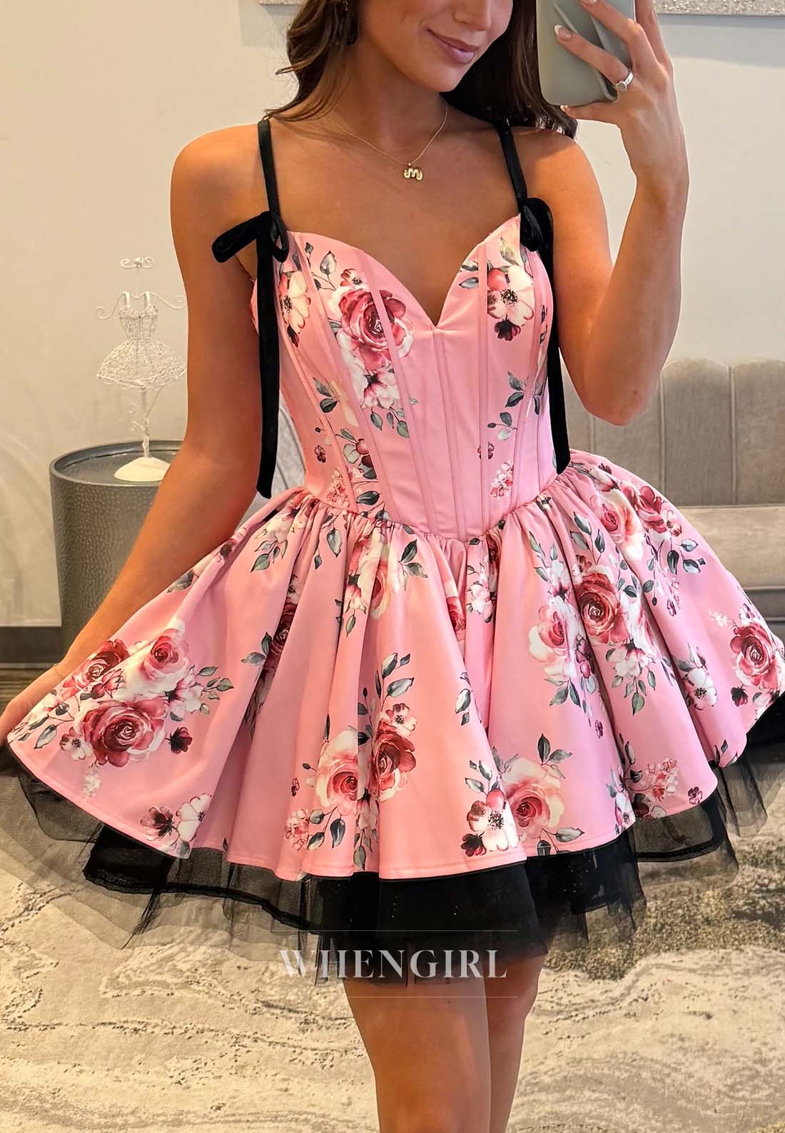 Sweetheart Sleeveless Floral Back Zipper A-Line Short Homecoming Dress