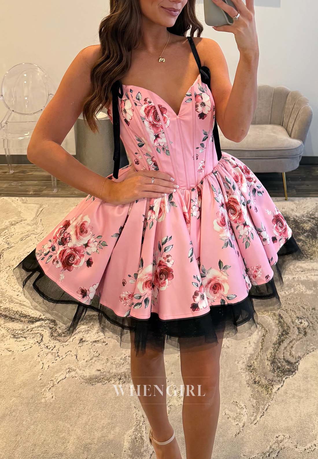 Sweetheart Sleeveless Floral Back Zipper A-Line Short Homecoming Dress