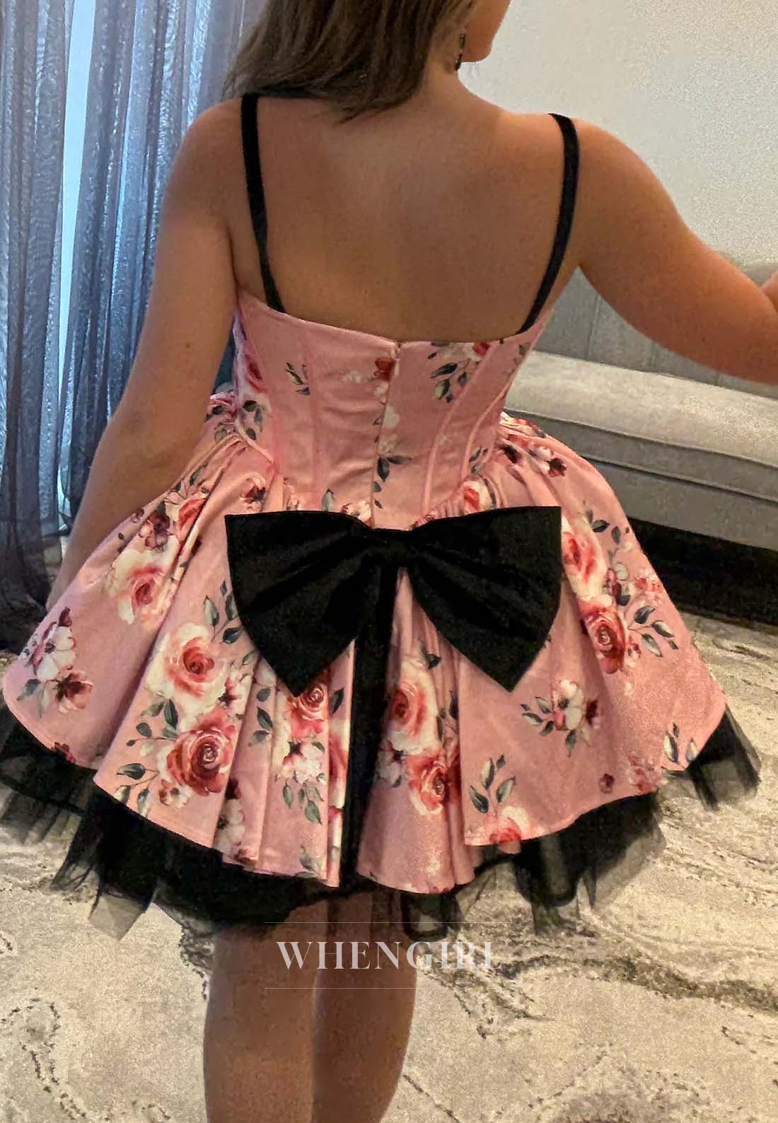 Sweetheart Sleeveless Floral Back Zipper A-Line Short Homecoming Dress