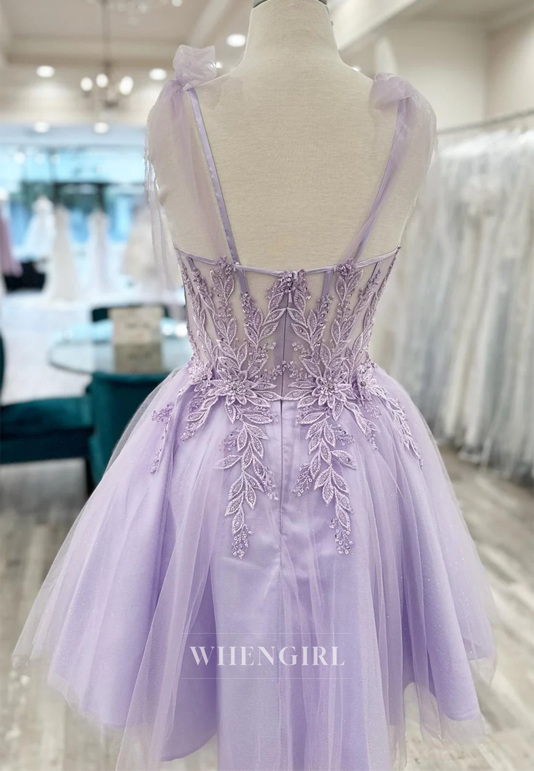 Lilac Appliqued Sweetheart Sleeveless A-Line Tulle Back Zipper Homecoming Dress