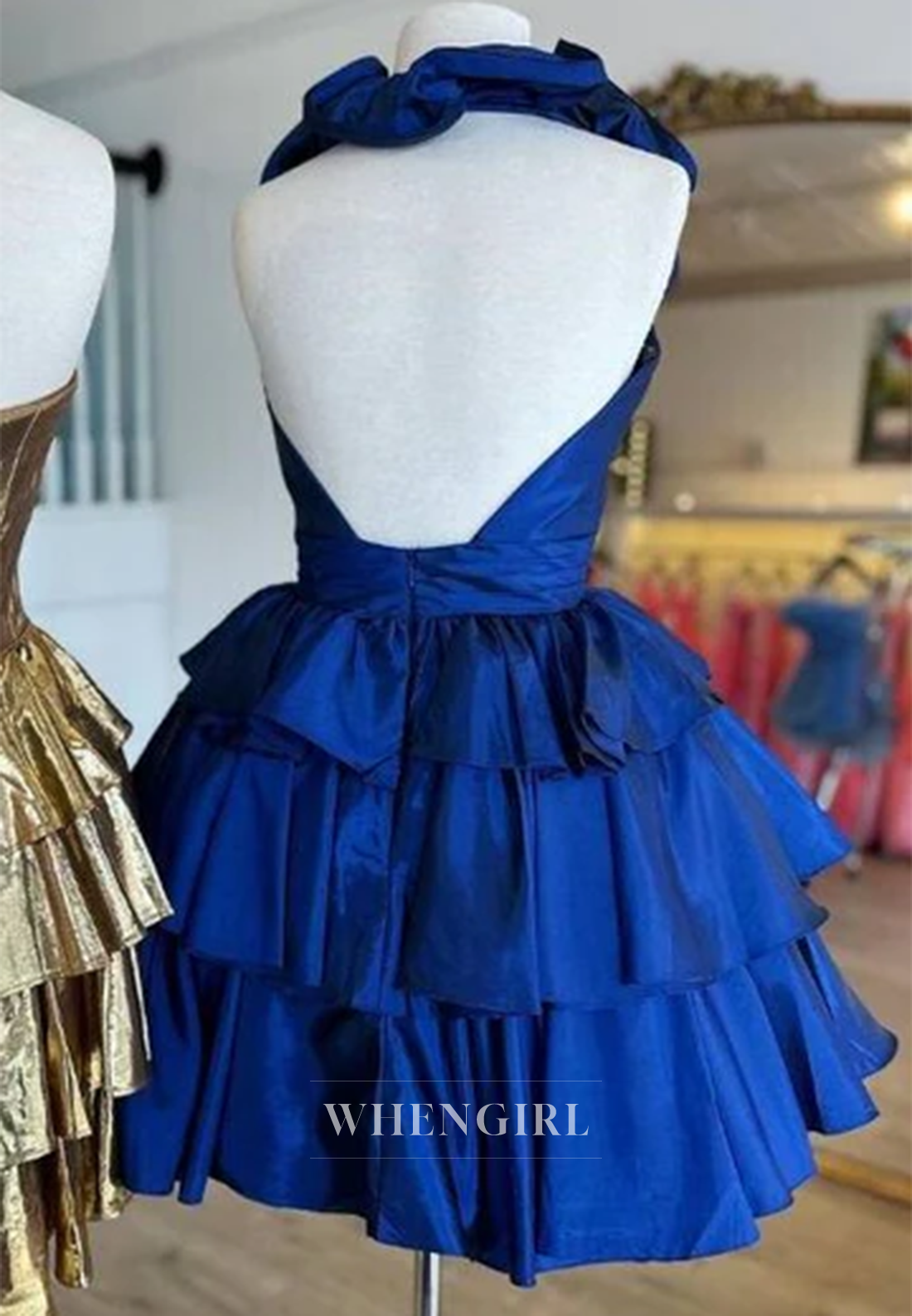 A-Line V Neck Sleeveless Multi Tiered Ruffles Short Homecoming Dress