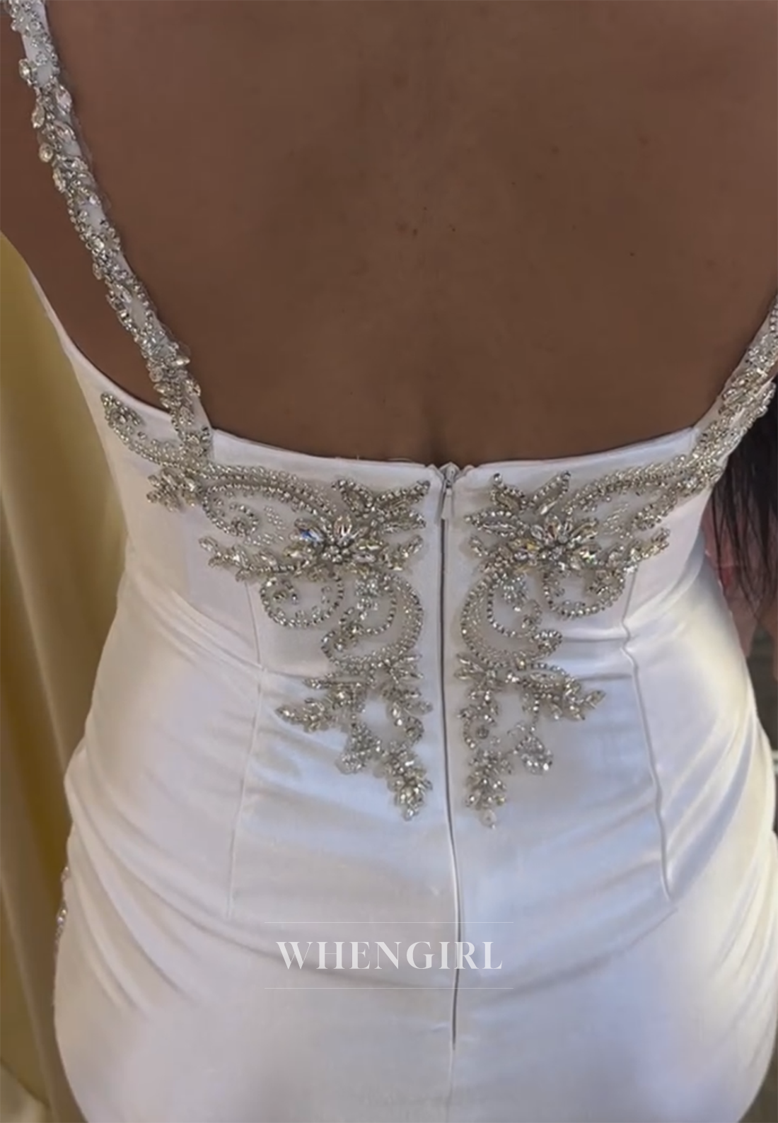 White V Neck Sleeveless Beaded Straps Back Zipper Sheath Pleated Short Homecoming Dress