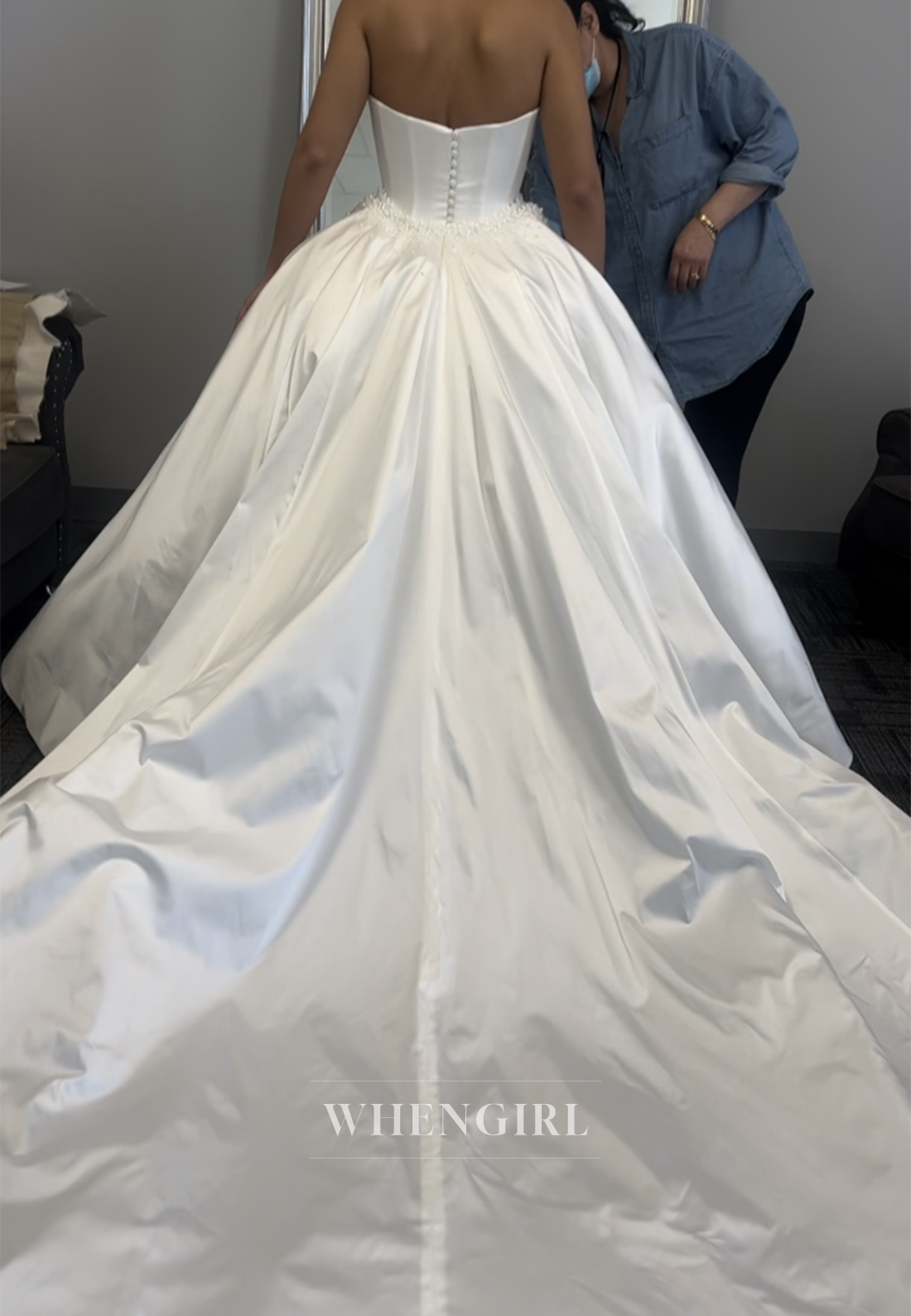 Sheath Pearls Beaded Sweetheart Sleeveless Removable Chapel Trian Wedding Dress