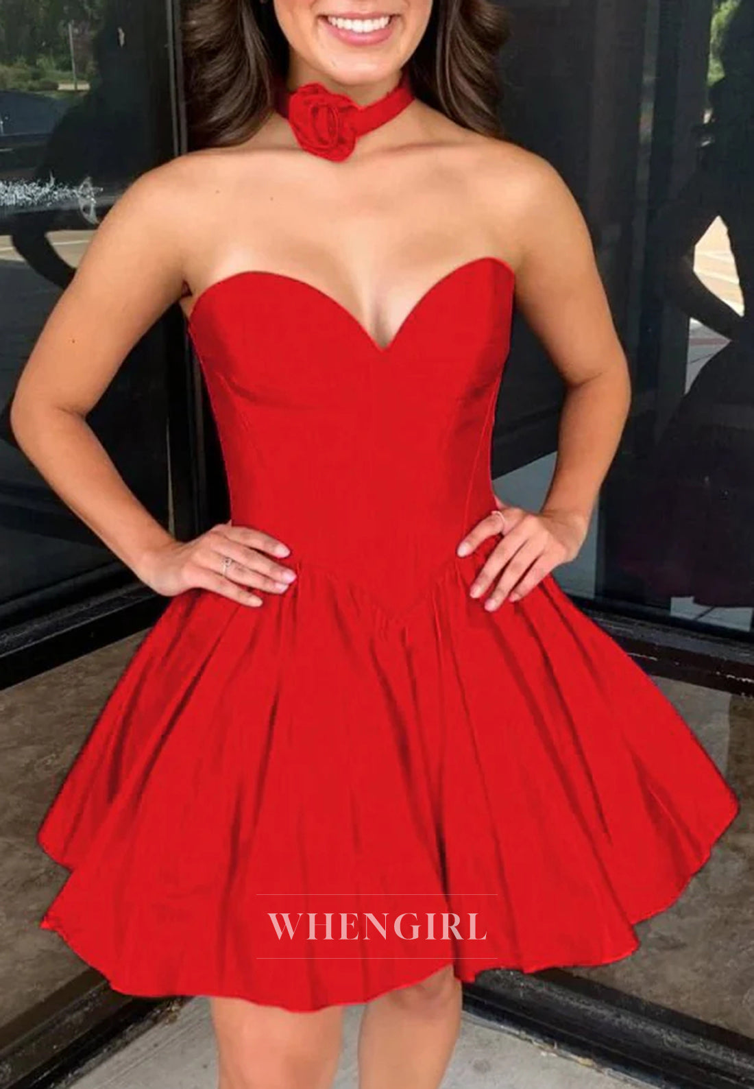 A-Line Sweetheart Strapless Sleeveless Homecoming Dress