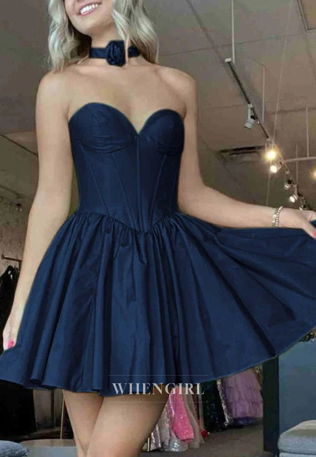 A-Line Sweetheart Strapless Sleeveless Homecoming Dress