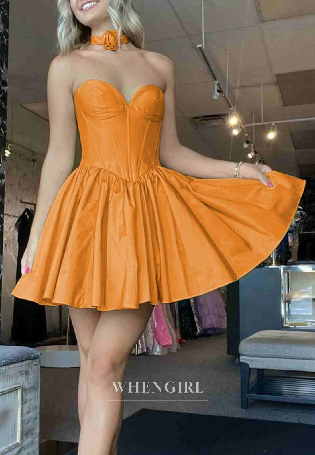 A-Line Sweetheart Strapless Sleeveless Homecoming Dress