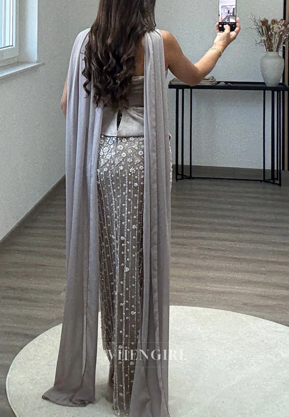 Sheath Strapless Sleeveless Rhinestones Beading Long Evening Formal Gown with Scarf