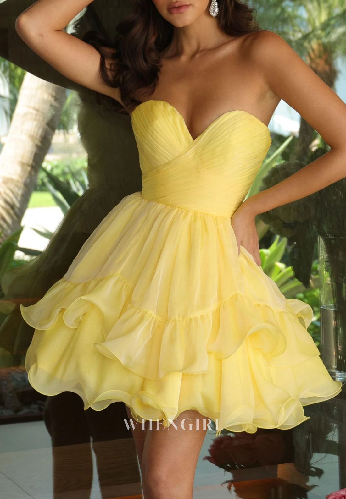 A-Line Sweetheart Sleeveless Pleated Ruffles Short Homecoming Dress