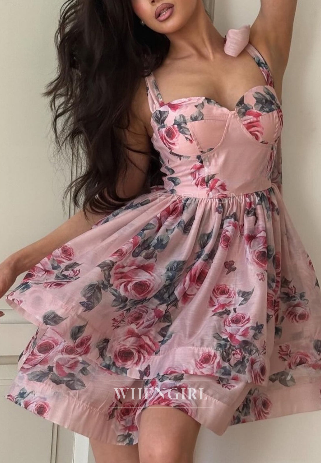 Sweetheart Sleeveless Floral A-Line Short Graduation Party Homecoming Dress