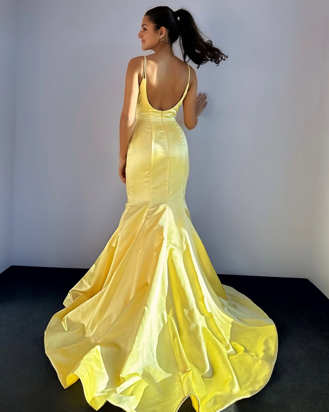 Mermaid Satin Prom Dresses Long Spaghetti Straps Party Gowns for Women