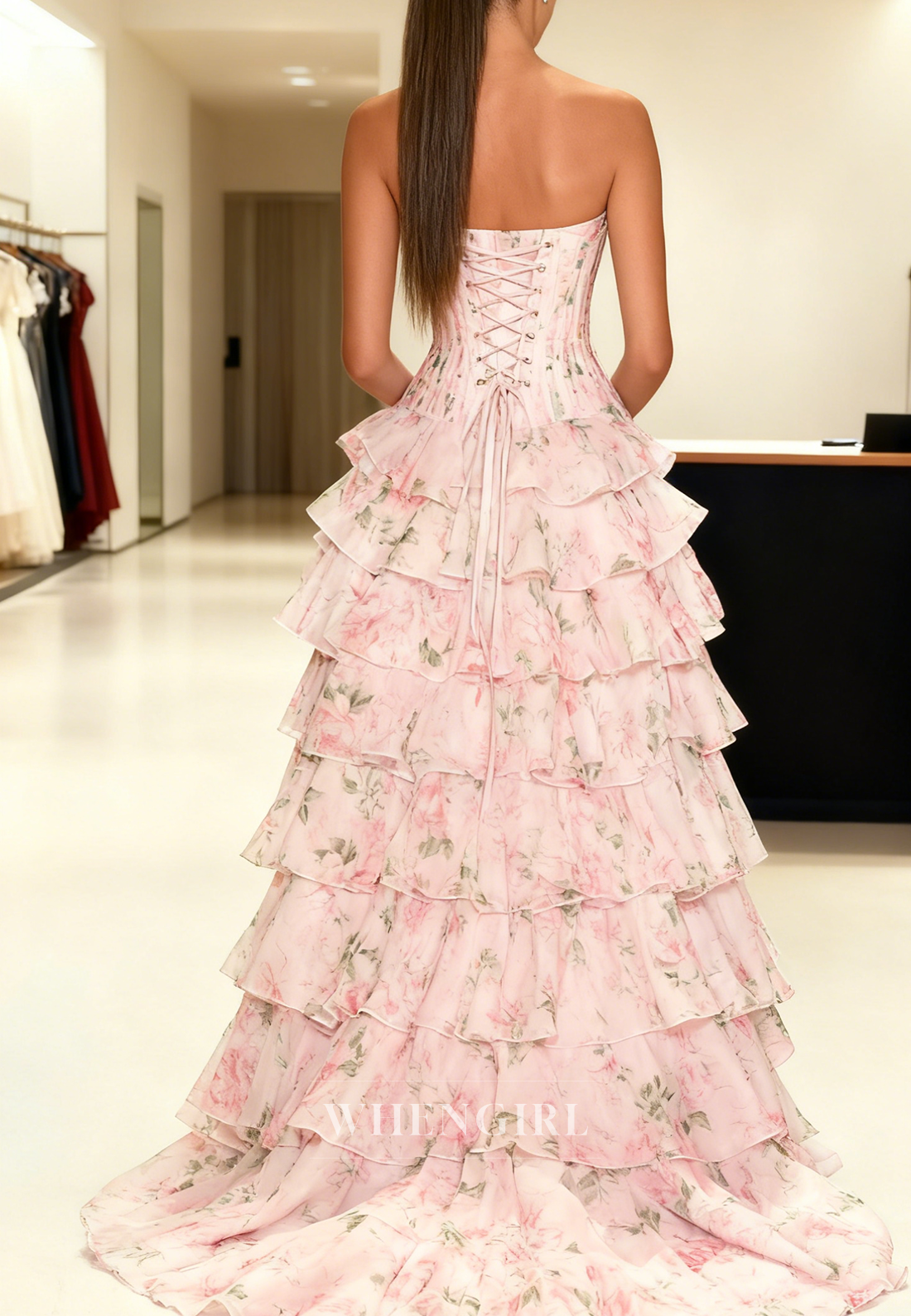 Light Pink Sweetheart Sleeveless Ruffles Side Slit Lace Up Prom Dress