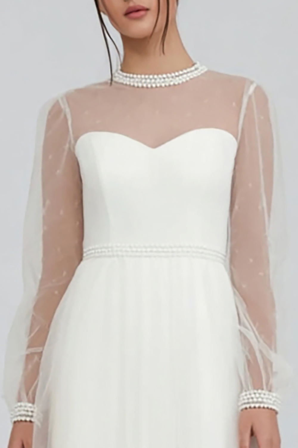 Sparkly White Tulle A Line Midi Engagement Dress with Beading