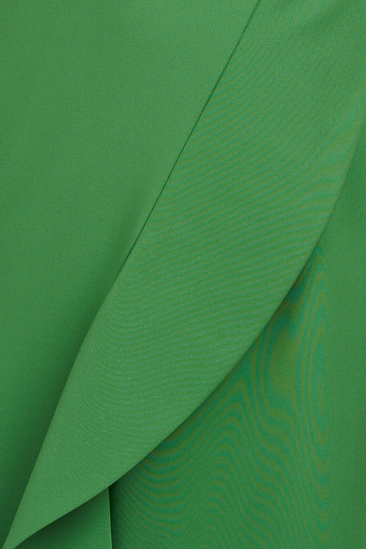 Green Asymmetrical Neck 3/4 Sleeves Ruffle Midi Dress