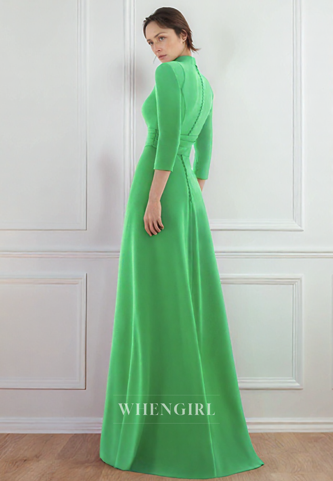 Unique Square Neckline 3/4 Sleeves Pantsuit Elegant Mother of the Bride Dress