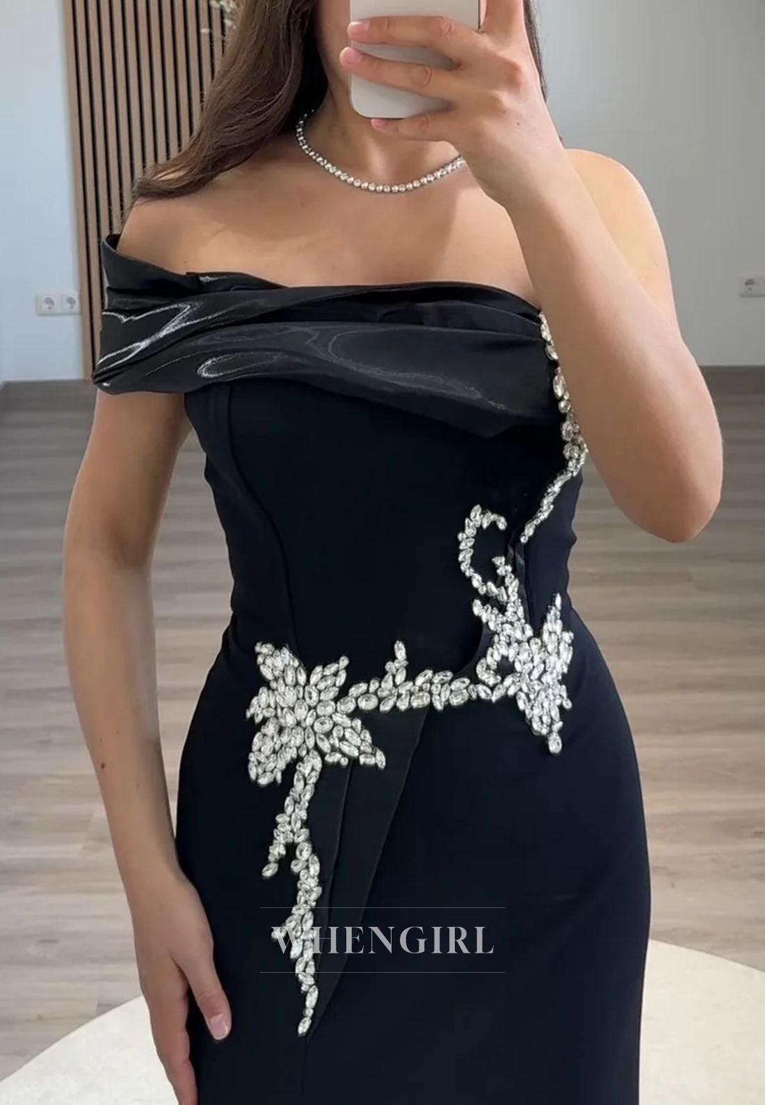 Mermaid One Shoulder Sleeveless Pleated Beaded Side Slit Sweep Train Formal Evening Gown