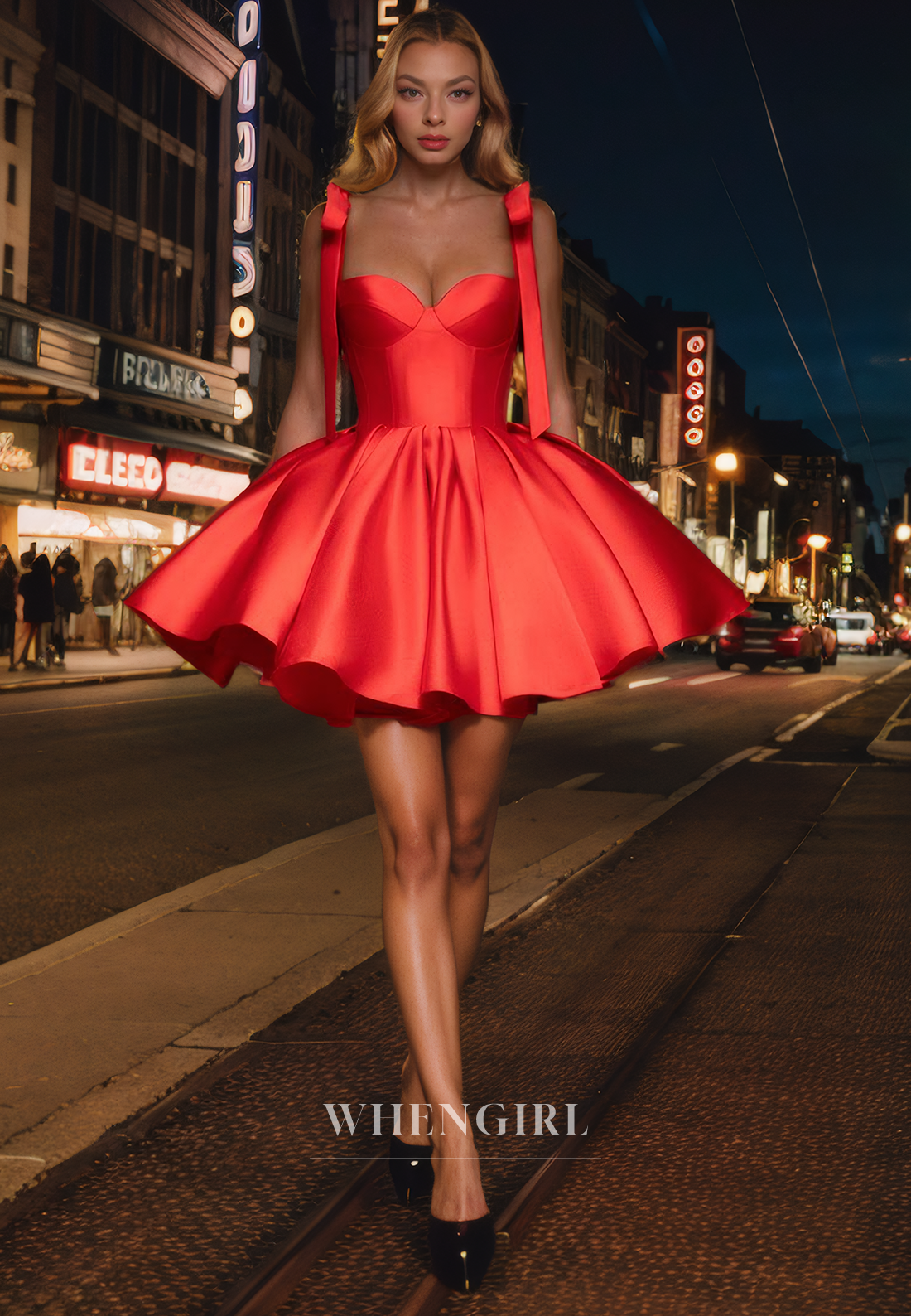 A-Line Strapless Straps Sleeveless Back Zipper Homecoming Drses with Bow Knot