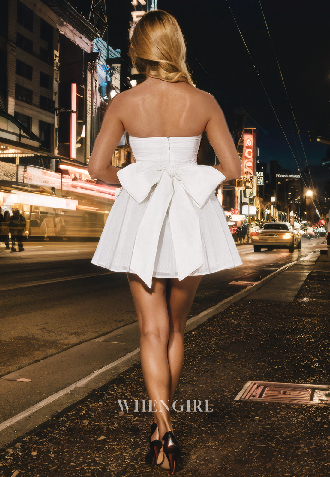 A-Line Strapless Sleeveless Pleated Back Zipper Homecoming with Bow Knot