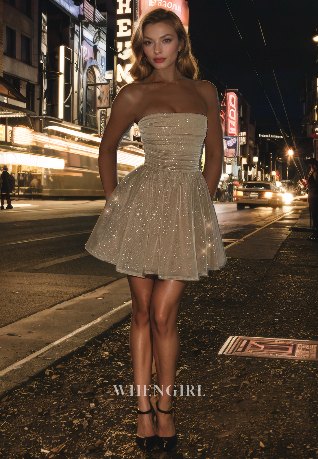 A-Line Strapless Sleeveless Pleated Back Zipper Homecoming with Bow Knot