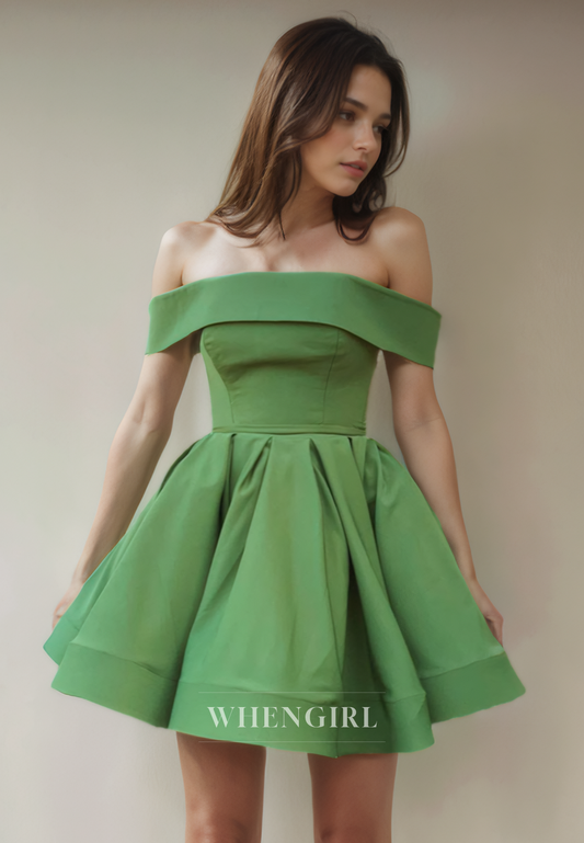 A-Line Off Shoulder Sleeveless Homecoming Party Dress