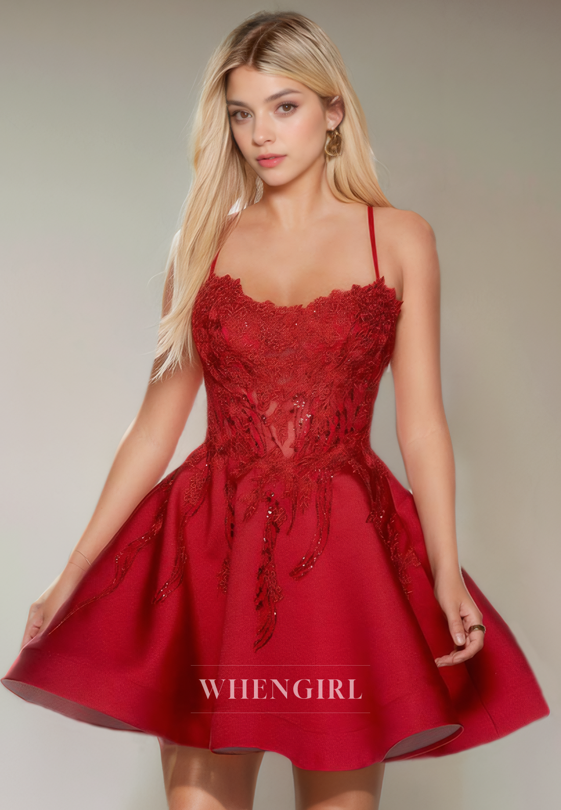 A-Line Strapless Straps Sleeveless Appliques Lace Up Homecoming Dress