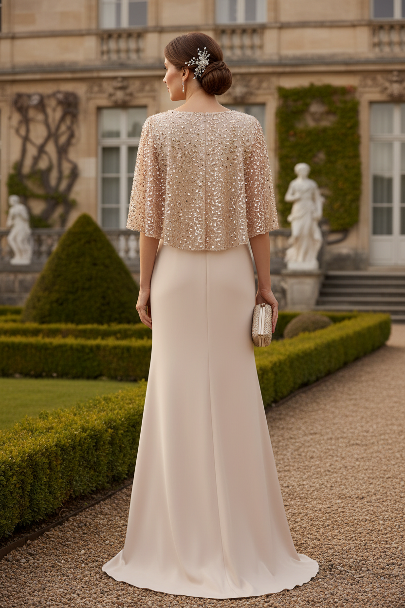 Sparkly Champagne Long Mermaid Sequins Mother of the Bride Dress