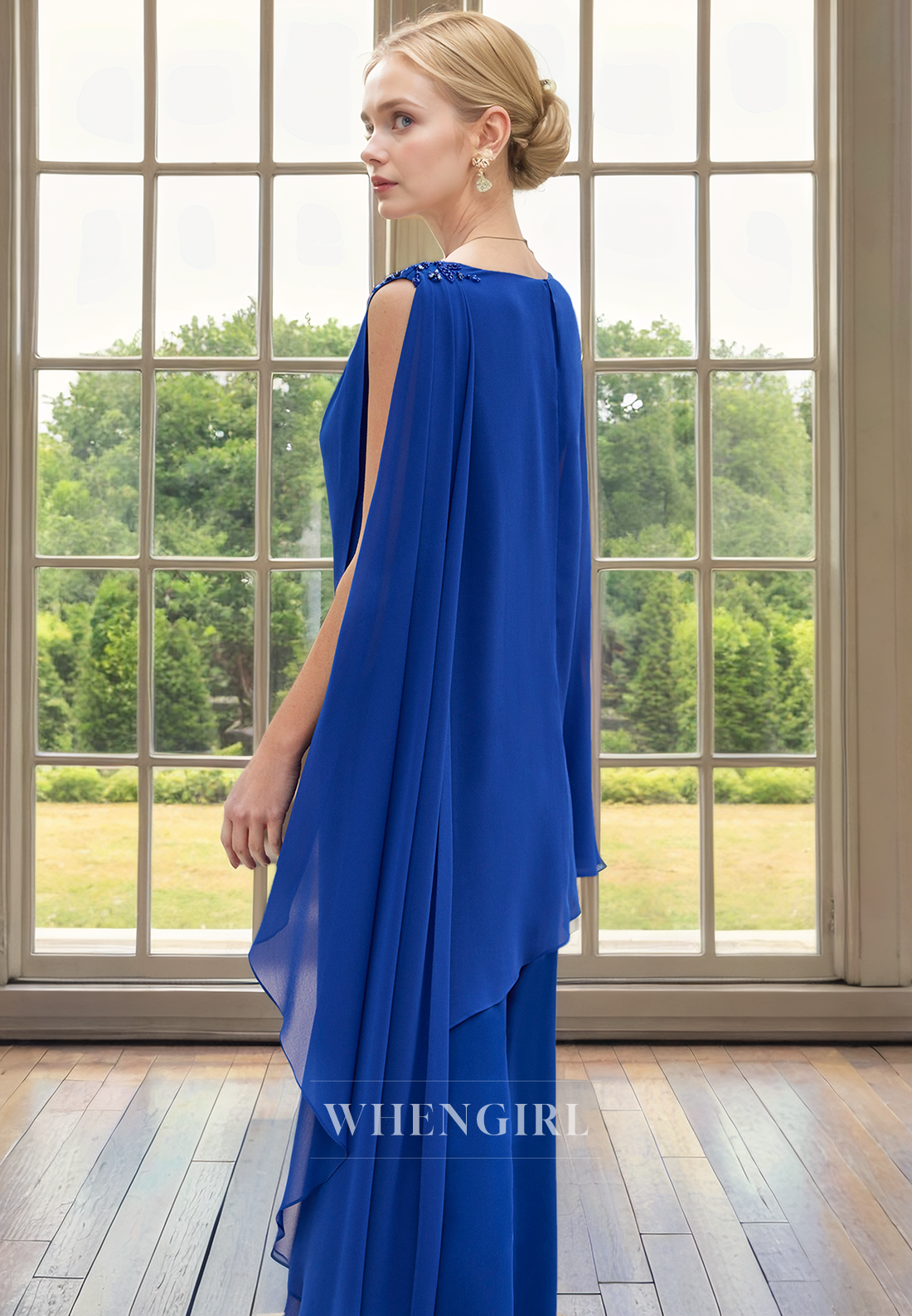 Elegant Jumpsuit Scoop Neck Sleeveless Chiffon Mother of Bride Dress