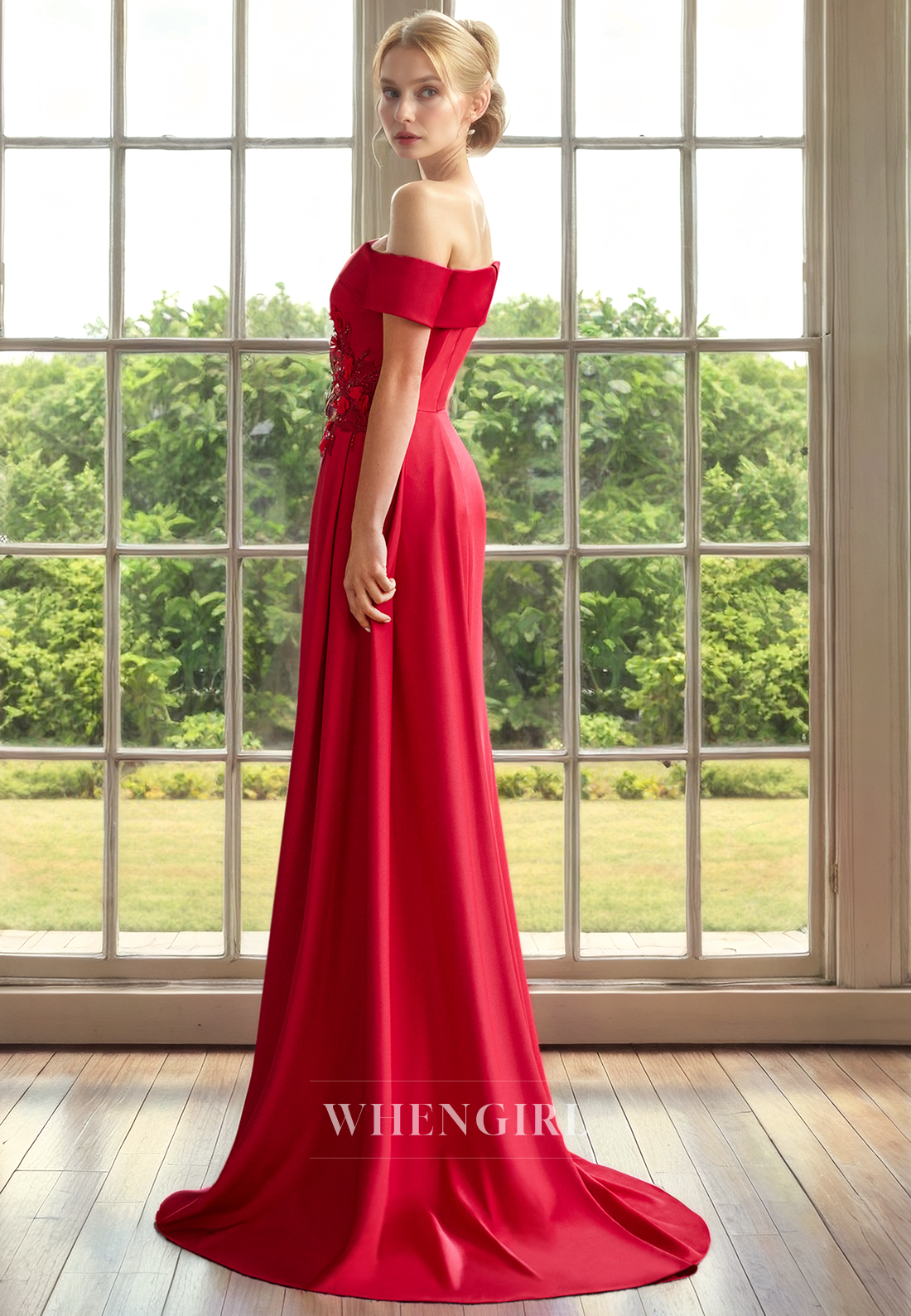 Mermaid Off Shoulder Sleeveless Appliques Pleated Back Zipper Mother of Bride Dress