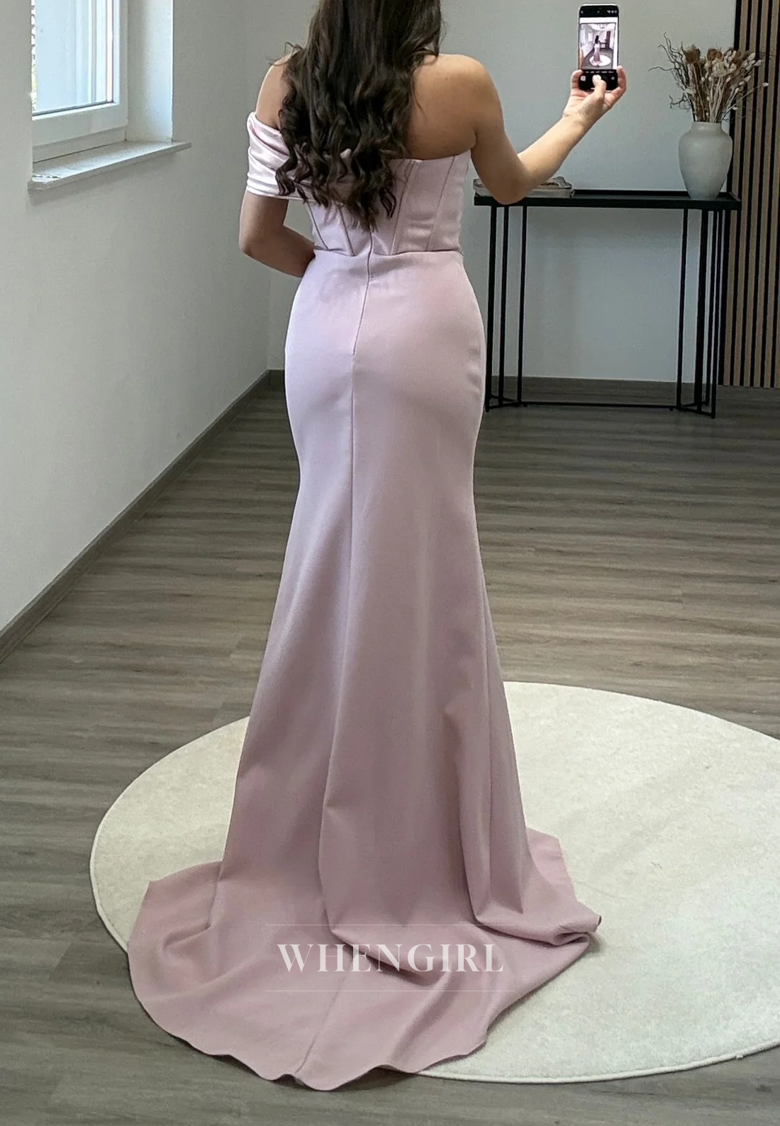 Mermaid One Shoulder Sleeveless Pleated Beaded Side Slit Sweep Train Formal Evening Gown