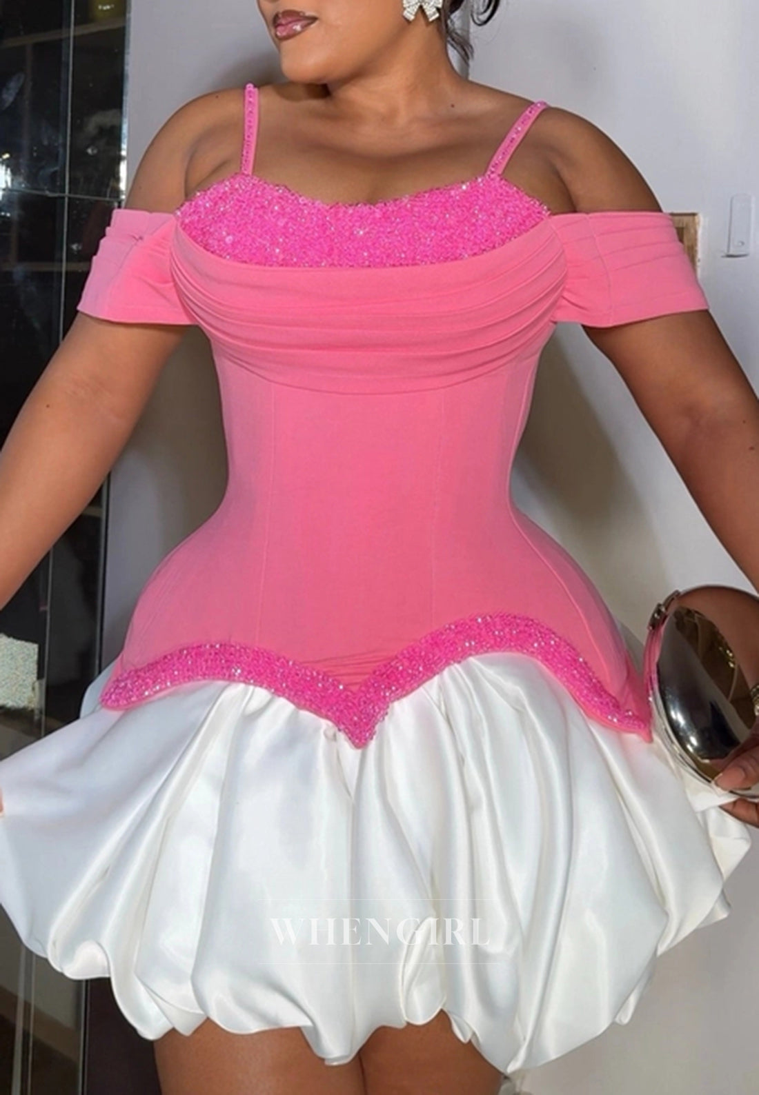 A-Line Sleeveless Pleated Beaded Short Homecoming Dress