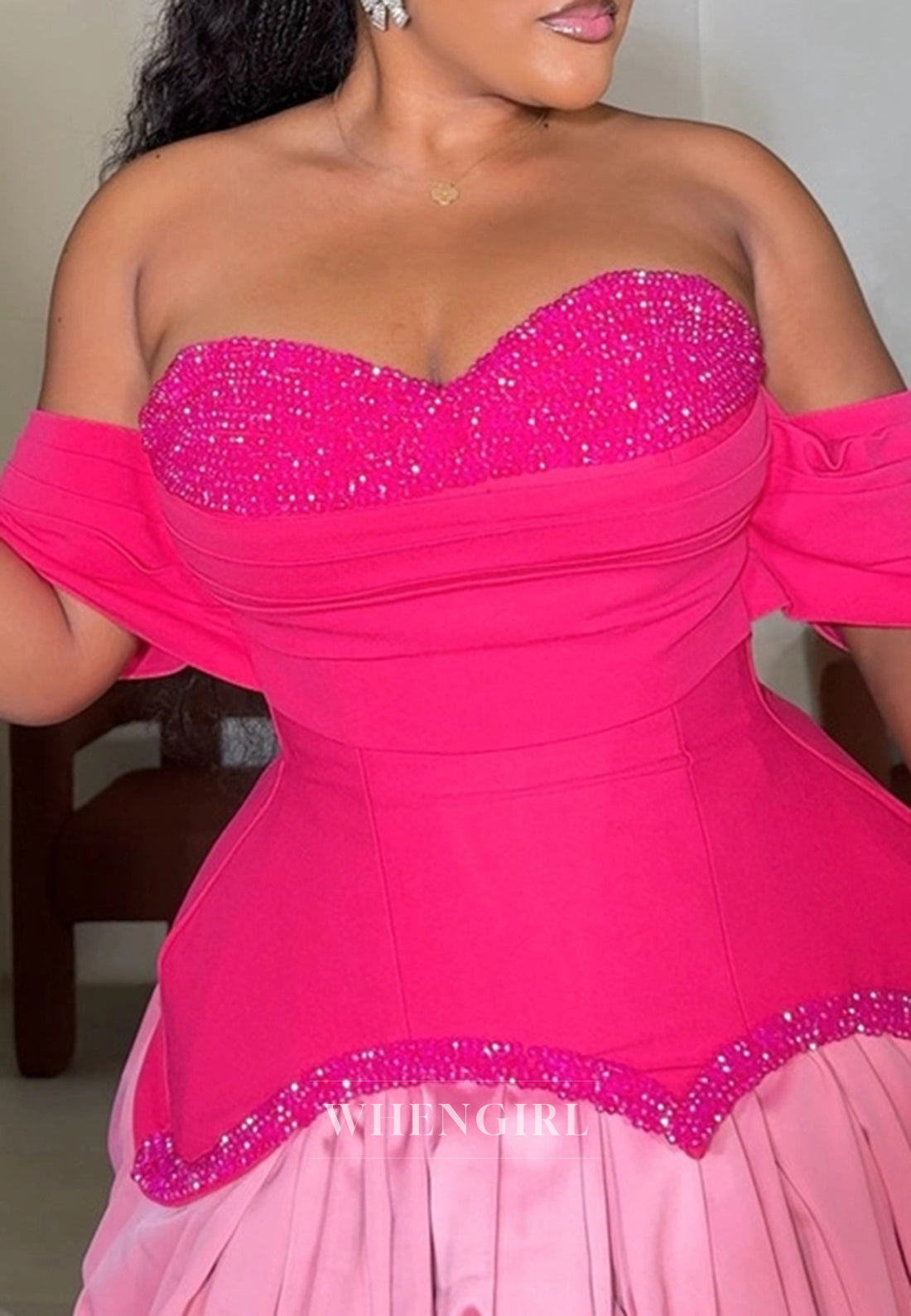 A-Line Sleeveless Off Shoulder Pleated Beaded Short Homecoming Dress