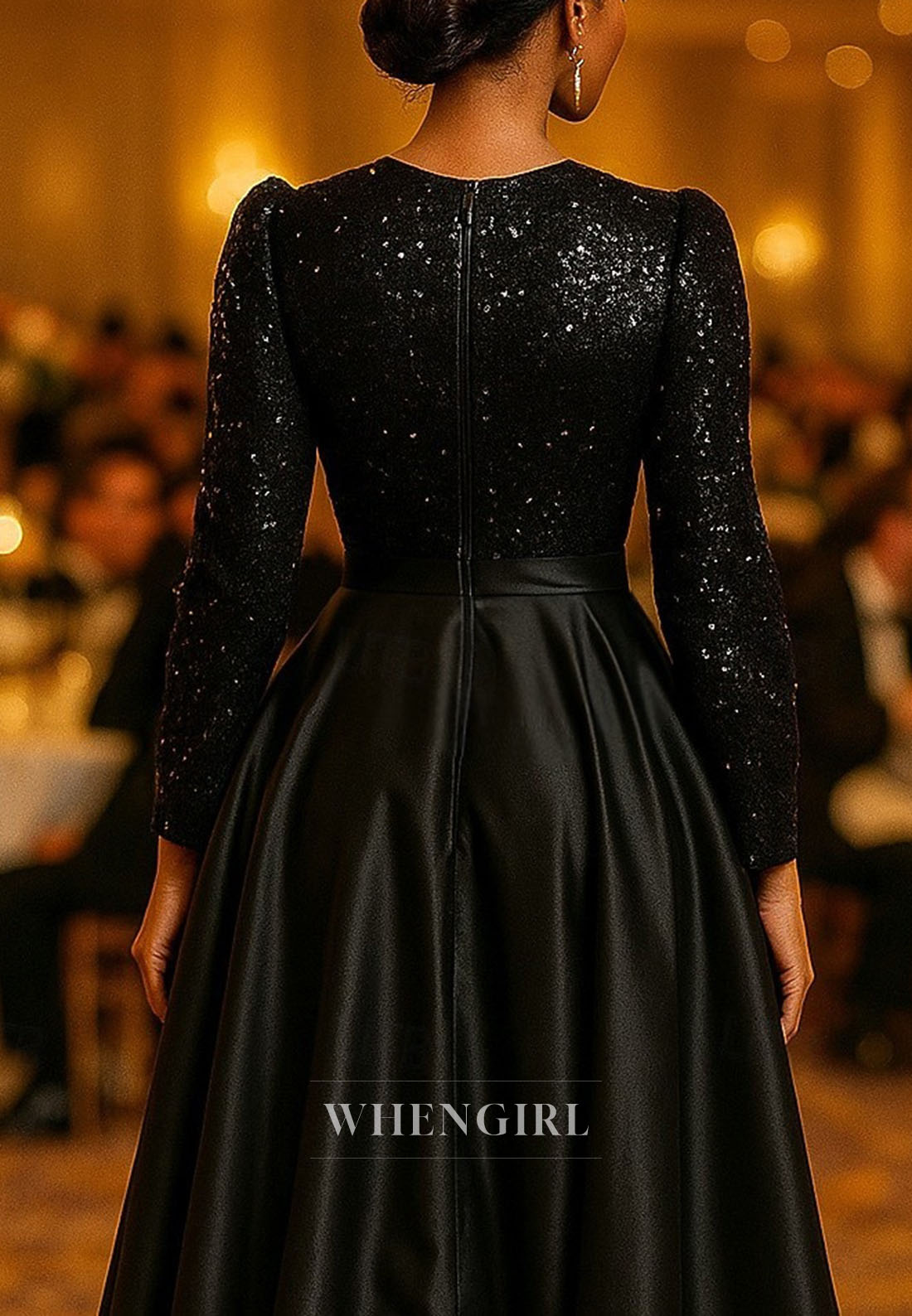 A-Line V Neck Long Sleeves Mother of the Bride Dress