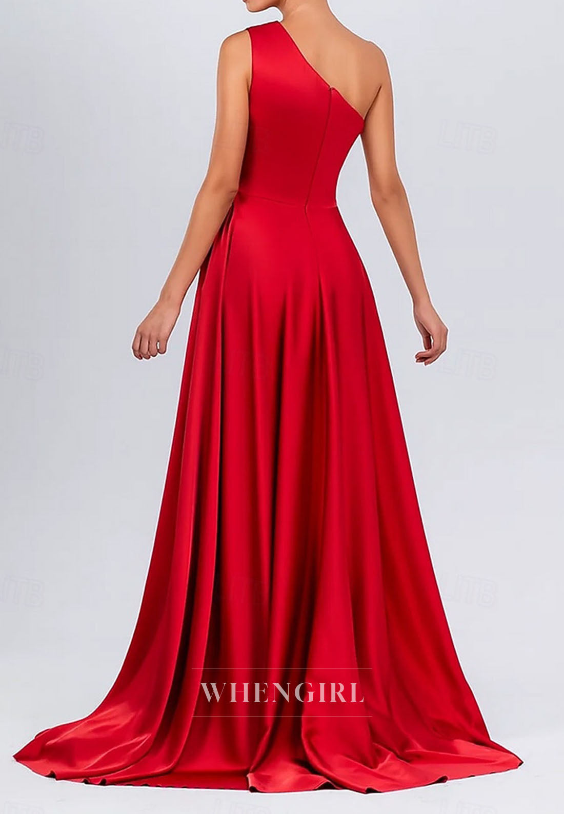 One Shoulder Sleeveless Ruched A-line Sweep Train Mother of the Bride Dress Evening Gown